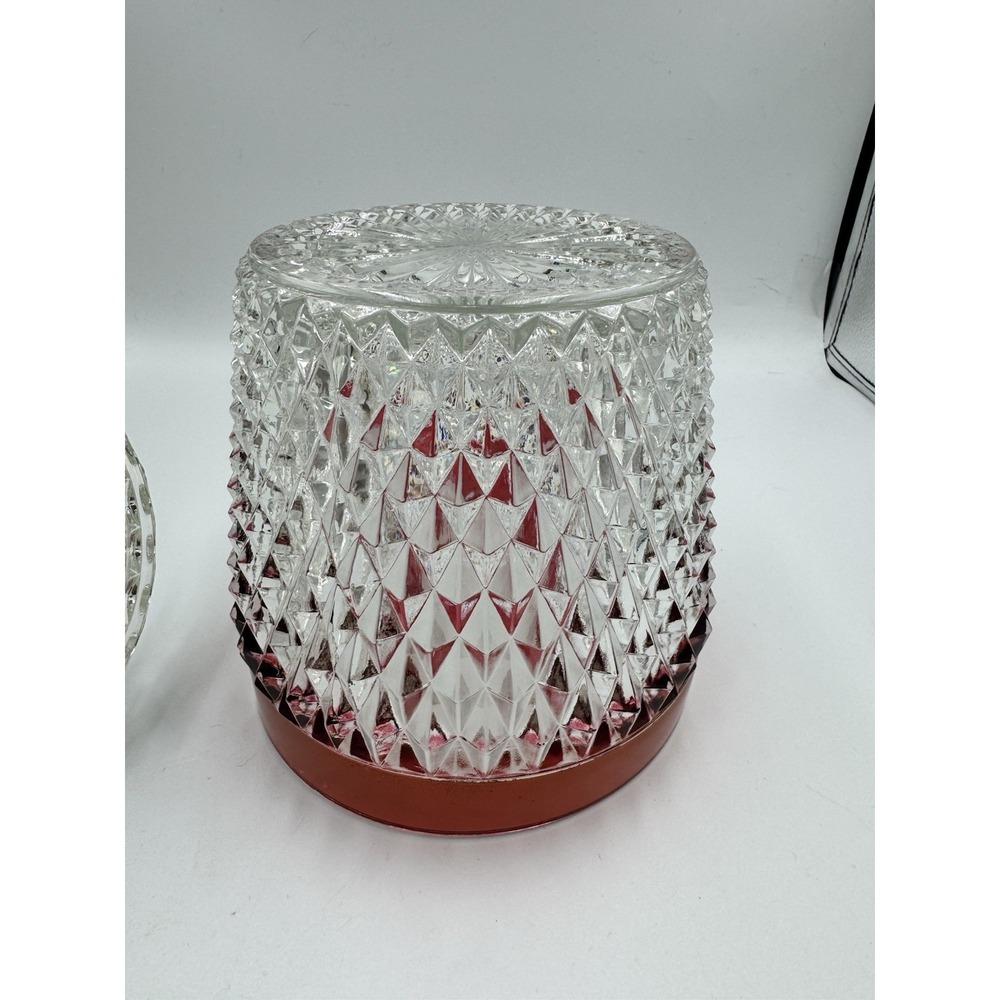 Vintage Indiana Glass Diamond Point Ruby Flash Ice Bucket with Lid - Picture 10 of 14